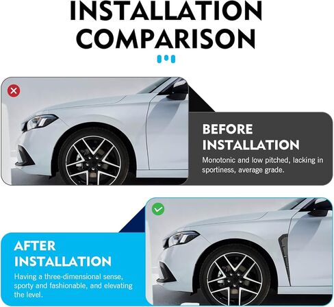 2 PCS Car Fender Side Vents, ABS Front Spoiler Sticker, Stylish Sporty Vehicle Side Wing Fender Modifications Decoration, Universal Car Exterior Accessories (Black) in Saudi Arabia