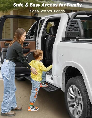 لوحات تشغيل JOYTUTUS لـ 2019-2026 Ram 1500 Crew Cab نمط هيكل جديد (باستثناء Ram 1500 Classic)، درجين جانبيين مضادين للانزلاق بدون مسامير على قضيب Nerf، سعة 500 رطل in Saudi Arabia