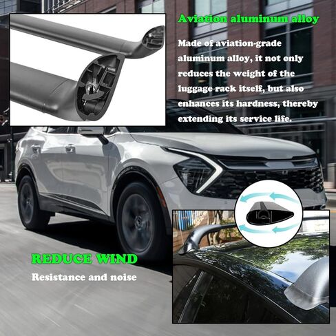 Roof Rack Cross Bars Compatible with 2021-2024 KIA Sorento & Sorento HYBIRD with Raised Side Rails, Aluminum Roof Rails Cross Bars Fit for Rooftop Cargo Carrier Luggage Kayak Canoe Bike Snowboard in Saudi Arabia