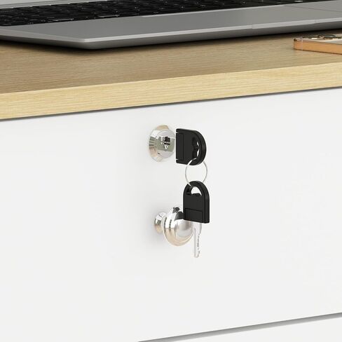 White Small Reception Desk with Lockable Drawer, Business Work Front Desk with Open Storage Shelves & LED Light, Compact Office Display Counter Table, Counter Reception Table for Salon in Kuwait