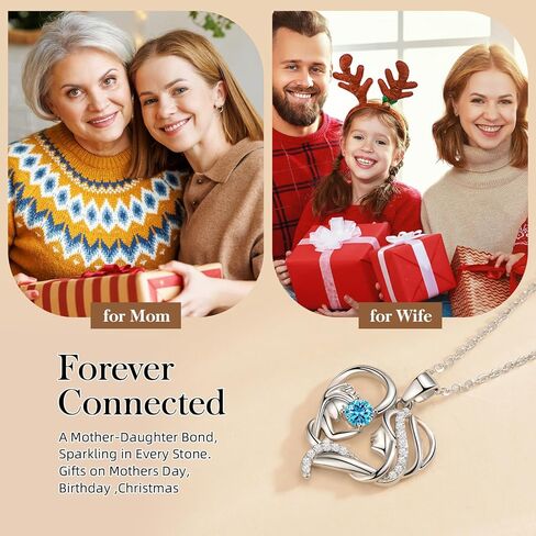 Meeshi Mothers Day Gifts, Mother and Daughter Son Heart Necklace for Women, Mom Birthstone Necklace for Mother, Gifts for Birthday Grandma Mothers Day Gifts for Pregnant Mom Wife Daughter New Step Mom in Kuwait