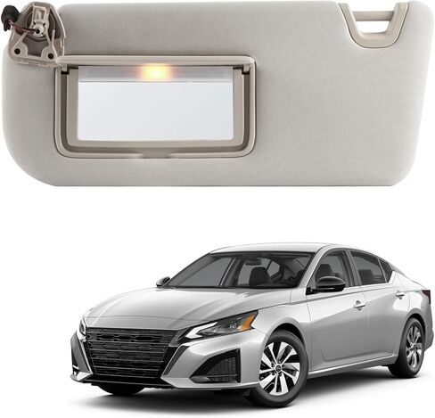 واقي من الشمس متوافق مع Nissan Altima 2019-2024 جانب السائق الأيسر مع مرآة مكياج وإضاءة تحل محل 96401-6CA3C (رمادي) in Kuwait