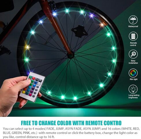 Waybelive LED Bike Frame Lights, Remote Control Bicycle Frame LED Light, 16 Color Change by Yourself, Waterproof, Super Bright to Ride at Night. Good Gift for Kids(1 Tire, Multicolor) in Saudi Arabia