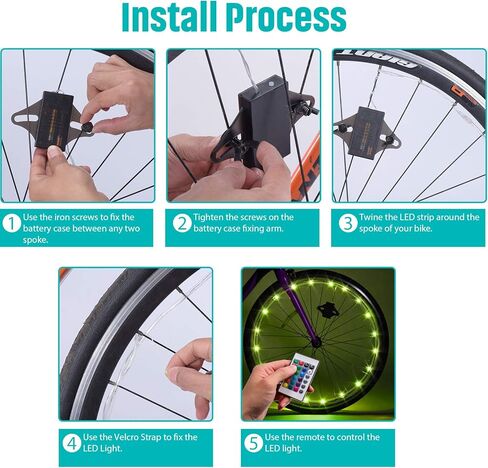 Waybelive LED Bike Frame Lights, Remote Control Bicycle Frame LED Light, 16 Color Change by Yourself, Waterproof, Super Bright to Ride at Night. Good Gift for Kids(1 Tire, Multicolor) in Saudi Arabia