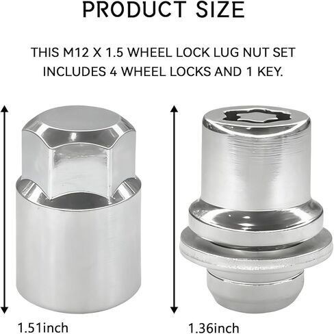 Wheel Locks Lug Nuts Set M12 x 1.5 Anti Theft Lug Nuts with Wheel Lock Key, 00276-00900 Wheel Locking Lug Nut Key Removal Tool Compatible with Toyota Camry RAV4 Sienna Tacoma Lexus Tires in Saudi Arabia