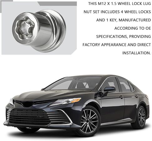 Wheel Locks Lug Nuts Set M12 x 1.5 Anti Theft Lug Nuts with Wheel Lock Key, 00276-00900 Wheel Locking Lug Nut Key Removal Tool Compatible with Toyota Camry RAV4 Sienna Tacoma Lexus Tires in Saudi Arabia