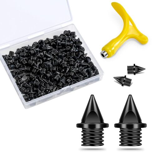 YUNVI 220 Pcs 1/4 Inch Stainless Steel Spikes with 1 PC Spike Wrench for Track Shoes, 0.25" Replacement Spikes for Ice Cleats, Steel Pyramid Spikes for Hiking, Running, High Jumping, with Storage Box in Kuwait