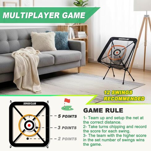 SENSECLUB Golf Chipping Net, Indoor Chipping Net and Mat, Chipping Net Golf Target with Tee and Practice Balls, Backyard Golf Accessories for Swing Game Golf Gifts in Kuwait