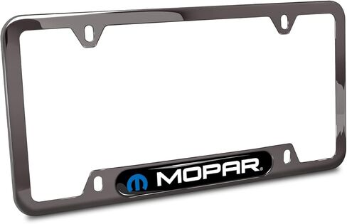 iPick Image Made for Mopar Black Insert Gunmetal Chrome Stainless Steel License Plate Frame in Saudi Arabia