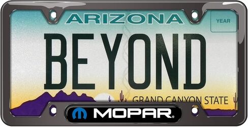 iPick Image Made for Mopar Black Insert Gunmetal Chrome Stainless Steel License Plate Frame in Saudi Arabia