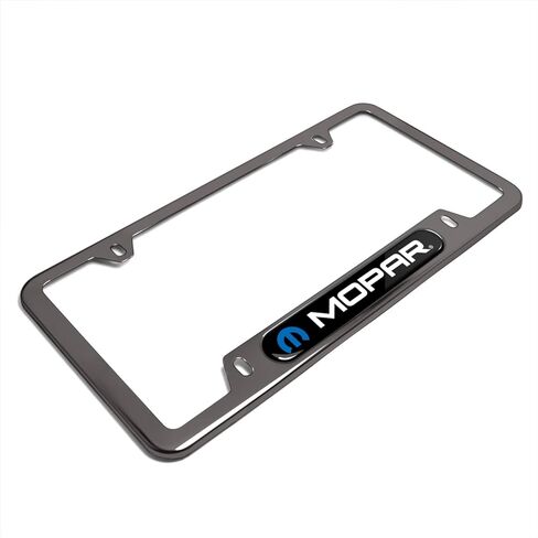 iPick Image Made for Mopar Black Insert Gunmetal Chrome Stainless Steel License Plate Frame in Saudi Arabia