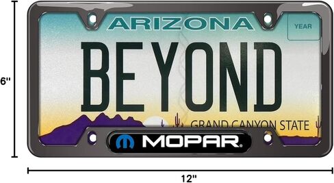 iPick Image Made for Mopar Black Insert Gunmetal Chrome Stainless Steel License Plate Frame in Saudi Arabia