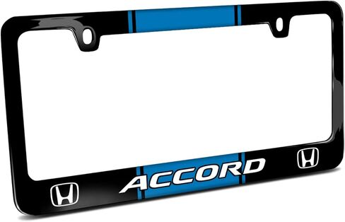 iPick Image Made for Honda Accord Blue Racing Stripe Black Metal License Plate Frame in Saudi Arabia