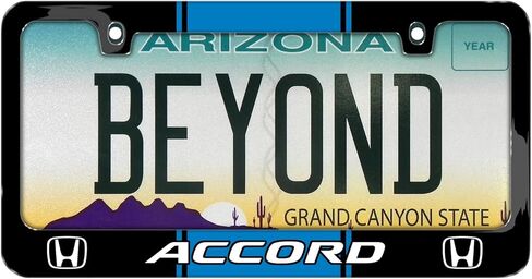 iPick Image Made for Honda Accord Blue Racing Stripe Black Metal License Plate Frame in Saudi Arabia