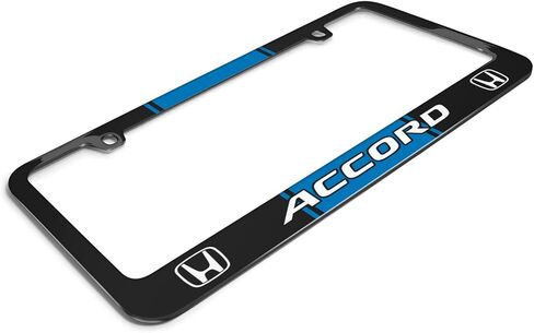 iPick Image Made for Honda Accord Blue Racing Stripe Black Metal License Plate Frame in Saudi Arabia