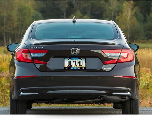 iPick Image Made for Honda Accord Blue Racing Stripe Black Metal License Plate Frame in Saudi Arabia