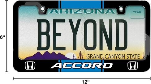 iPick Image Made for Honda Accord Blue Racing Stripe Black Metal License Plate Frame in Saudi Arabia