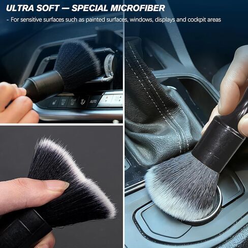 Car Detailing Brushes Set, 8-Piece Auto Detail Cleaning Brush Tool Kit in Ultra-Soft/Middle/Hard, Crevice Brush for Car Interior & Exterior, Leather, Air Vents, Emblems, Wheels Wash & Care in Saudi Arabia