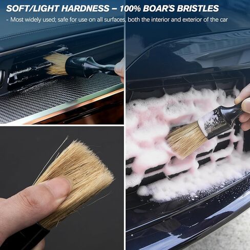 Car Detailing Brushes Set, 8-Piece Auto Detail Cleaning Brush Tool Kit in Ultra-Soft/Middle/Hard, Crevice Brush for Car Interior & Exterior, Leather, Air Vents, Emblems, Wheels Wash & Care in Saudi Arabia