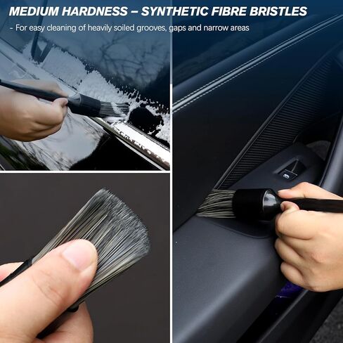 Car Detailing Brushes Set, 8-Piece Auto Detail Cleaning Brush Tool Kit in Ultra-Soft/Middle/Hard, Crevice Brush for Car Interior & Exterior, Leather, Air Vents, Emblems, Wheels Wash & Care in Saudi Arabia