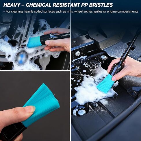 Car Detailing Brushes Set, 8-Piece Auto Detail Cleaning Brush Tool Kit in Ultra-Soft/Middle/Hard, Crevice Brush for Car Interior & Exterior, Leather, Air Vents, Emblems, Wheels Wash & Care in Saudi Arabia