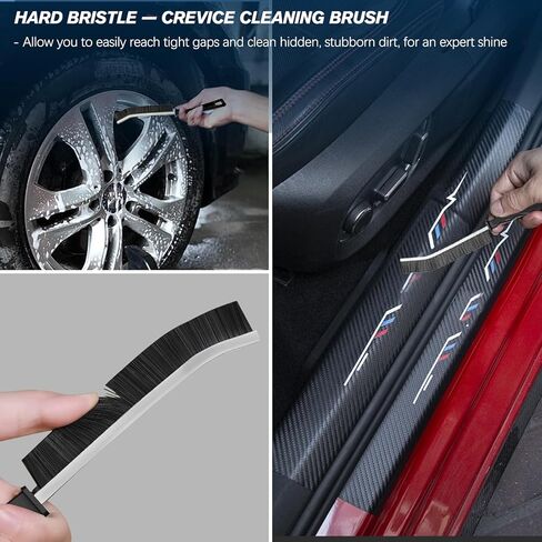 Car Detailing Brushes Set, 8-Piece Auto Detail Cleaning Brush Tool Kit in Ultra-Soft/Middle/Hard, Crevice Brush for Car Interior & Exterior, Leather, Air Vents, Emblems, Wheels Wash & Care in Saudi Arabia