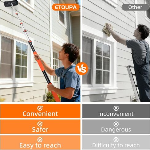 16FT Car Wash Brush with Long Handle, Car Cleaning Brush with 12" Soft Bristle and 12" Hard Bristle, 4-16Ft Telescopic Pole for Scratch-Free Cleaning Truck,RV, Boats,House Siding,Floors,Solar Panels in Saudi Arabia