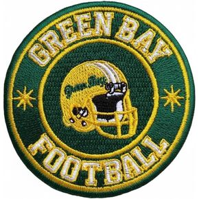 رقعة مطرزة لكرة القدم من Green Bay، باللونين الأخضر والذهبي، يمكن كيها أو خياطتها، شارة دائرية مقاس 3 بوصات، تصميم الفريق الرياضي من Gridiron Patches & FBA in Kuwait