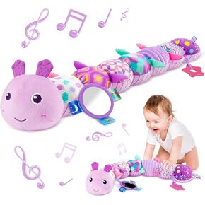 Sumobaby Infant Baby Musical Stuffed Animal Activity Soft Toys with Multi-Sensory Crinkle, Rattle and Textures, for Tummy Time Newborn 0-3-6-12 Months Girls, Caterpillar, Pink in Saudi Arabia