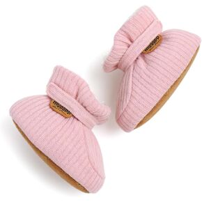 أحذية HsdsBebe للجنسين من القطن لحديثي الولادة ونعل غير قابل للانزلاق للأطفال الصغار والأولاد والبنات والرضع في الشتاء الدافئ من الصوف (Z124 وردي، 1) in Kuwait