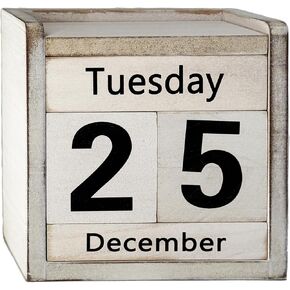 Rustic Wooden Perpetual Block Calendar Daily Desk Calendar for Coffee Table Decor Teachers Students Classroom Office Accessories Farmhouse Entryway Bookshelf Decoration in Kuwait