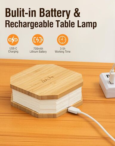 مصباح الأكورديون الأصلي القابل للطي، مصباح مكتب خشبي محمول، هدايا يابانية، فانوس ورقي LED مبتكر مع USB لتزيين المنزل (الجوز) in Kuwait