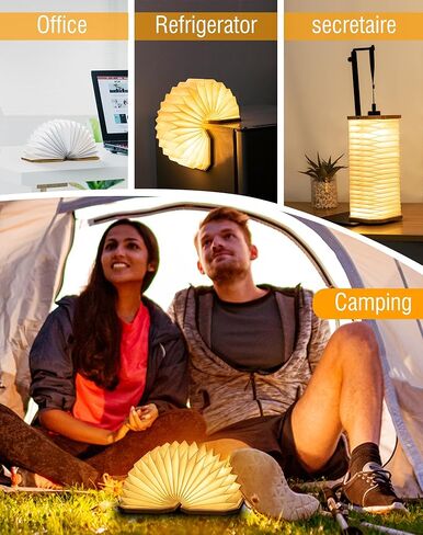 مصباح الأكورديون الأصلي القابل للطي، مصباح مكتب خشبي محمول، هدايا يابانية، فانوس ورقي LED مبتكر مع USB لتزيين المنزل (الجوز) in Kuwait