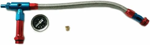 Braided Holley 4150 Double Pumper Fuel Line Log Anodized w/BLK Oil Filled Gauge in Saudi Arabia