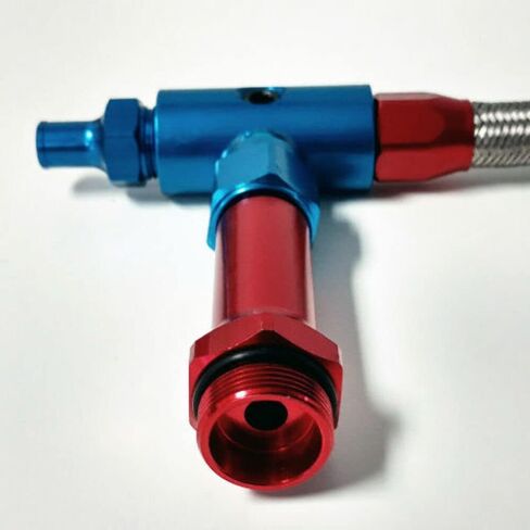 Braided Holley 4150 Double Pumper Fuel Line Log Anodized w/BLK Oil Filled Gauge in Saudi Arabia