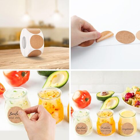 ملصقات كرافت بنية طبيعية مقاس 1 بوصة (500 لكل لفة) - ملصقات ملصقات ذات نقاط فارغة مستديرة - ملصقات ختم التغليف in Kuwait