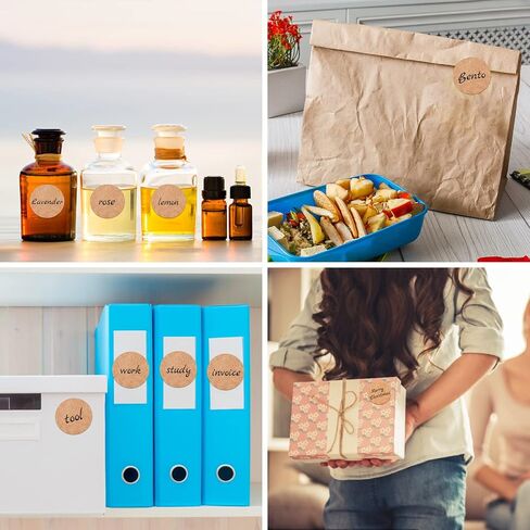 ملصقات كرافت بنية طبيعية مقاس 1 بوصة (500 لكل لفة) - ملصقات ملصقات ذات نقاط فارغة مستديرة - ملصقات ختم التغليف in Kuwait