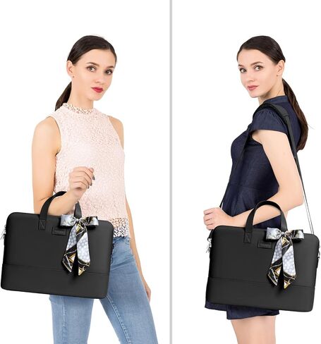 حقيبة لابتوب موسيسو للنساء، حقيبة كمبيوتر، حقيبة كتف للكمبيوتر المحمول مع حزام ووشاح حريري in Kuwait