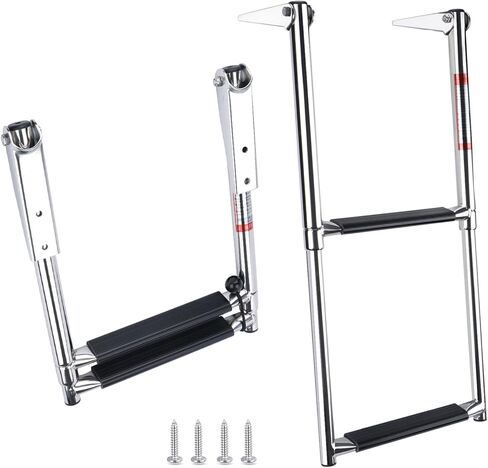 Hoffen Telescopic 4 Step Ladder Stainless Steel Telescoping Extendable Boat Ladder 900 Pound Capacity for Marine Yacht/Swimming Pool in Kuwait