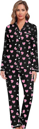 SWOMOG Women Pajamas Set Long Sleeve Pjs Set Soft Pj Button-Down Loungewear Set with Pockets Comfy Lounge Sets in Kuwait