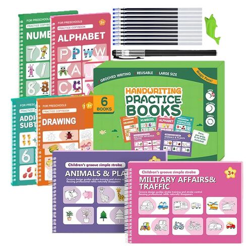 ZAZKHC Magic Grooved Writing Practice 6-Books Reusable Grooved Handwriting Practice Book Preschool Learning Activities Book in Saudi Arabia