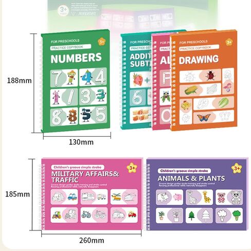 ZAZKHC Magic Grooved Writing Practice 6-Books Reusable Grooved Handwriting Practice Book Preschool Learning Activities Book in Saudi Arabia