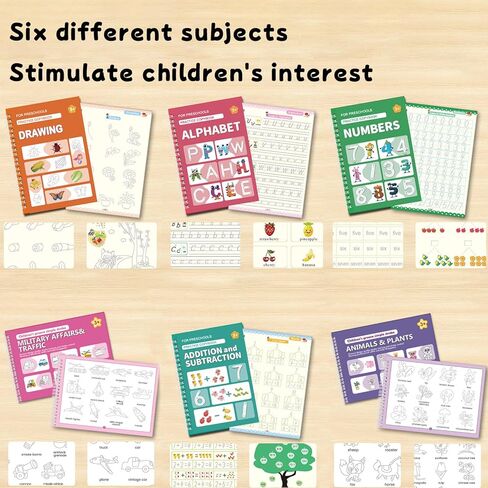 ZAZKHC Magic Grooved Writing Practice 6-Books Reusable Grooved Handwriting Practice Book Preschool Learning Activities Book in Saudi Arabia