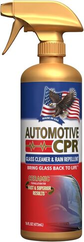 Glass Cleaner & Rain Repellent – Premium Ceramic 2-in-1 Formula Cleans & Protects – Streak-Free Shine for Windshields, Windows, & Mirrors – Made in USA – 16oz in Saudi Arabia