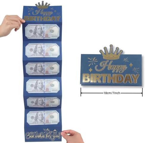Surprise Money Pouch for Gifts, Birthday Cash Envelope for Adults & Kids, Birthday Card Holder - Blue in Saudi Arabia