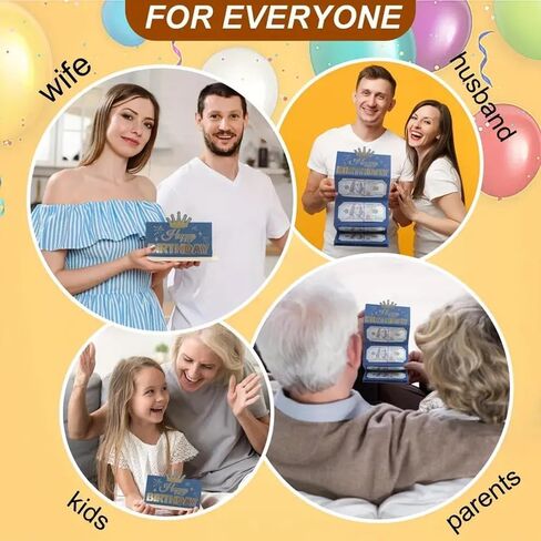 Surprise Money Pouch for Gifts, Birthday Cash Envelope for Adults & Kids, Birthday Card Holder - Blue in Saudi Arabia