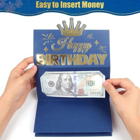 Surprise Money Pouch for Gifts, Birthday Cash Envelope for Adults & Kids, Birthday Card Holder - Blue in Saudi Arabia