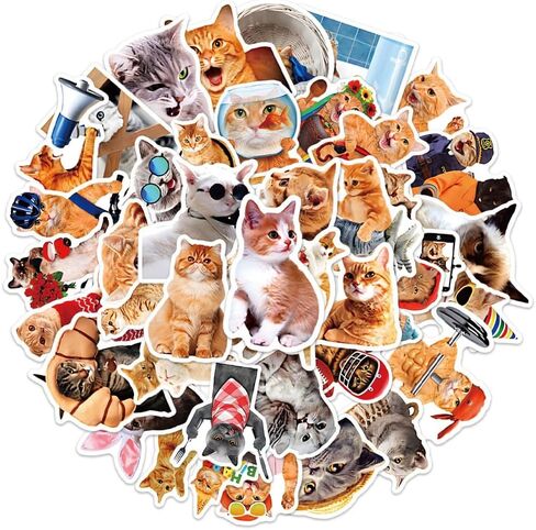 50Pcs Vintage Stickers,Scrapbook Aesthetic Sticker, Cute Cat Scrapbook Washi Paper Stickers for Daily Planner, Water Bottles, Handbook, Junk Journal Bullet,DIY Crafts in Saudi Arabia