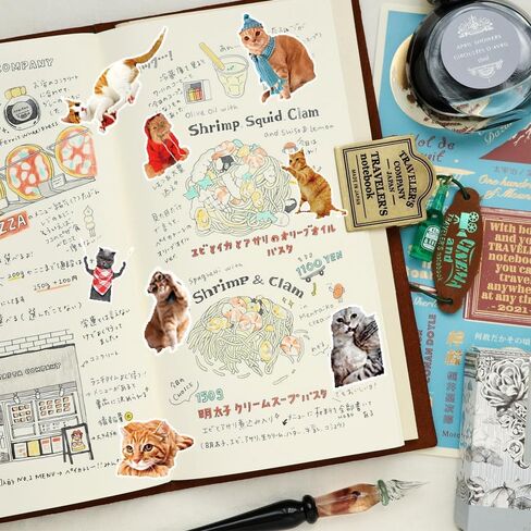 50Pcs Vintage Stickers,Scrapbook Aesthetic Sticker, Cute Cat Scrapbook Washi Paper Stickers for Daily Planner, Water Bottles, Handbook, Junk Journal Bullet,DIY Crafts in Saudi Arabia