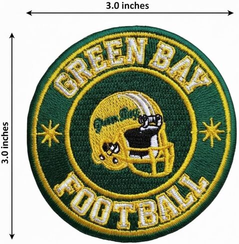 Green Bay Football Embroidered Patch, Green and Gold, Iron-On or Sew-On, 3 Inch Circular Badge, Sports Team Design by Gridiron Patches & FBA in Saudi Arabia